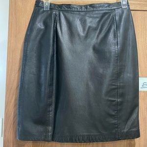 Vintage black leather pencil skirt